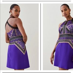 Karen Millen lace metallic geo guipure woven dress nwt